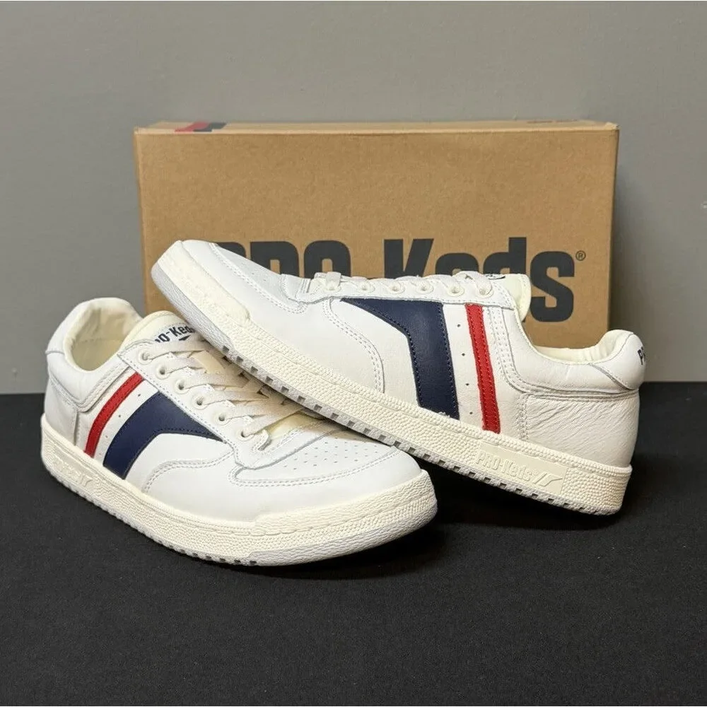 Pro-Keds Skyhawk Men's Size 13 (M) White/Blue/Red Low Top Leather Sneakers NWT